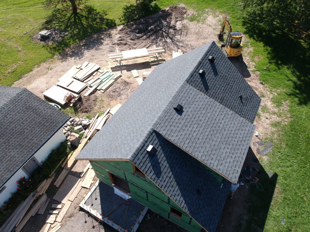 New-build home in Welland with a freshly installed dark shingle roof